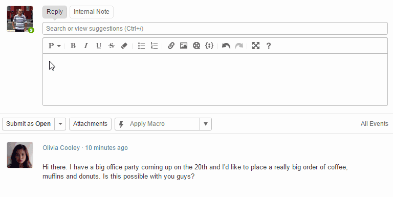 Inserting an article link to a ticket