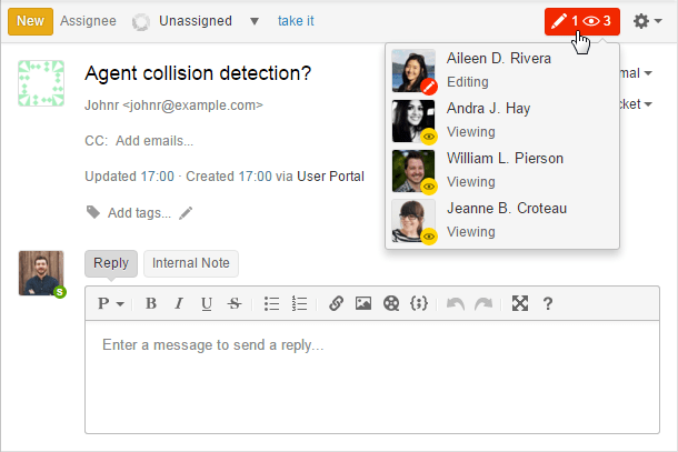 Agent collision in a ticket