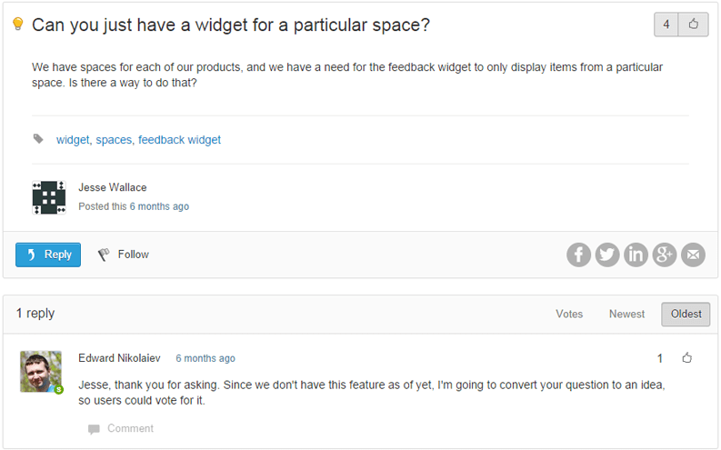 Discussion in Helprace online community