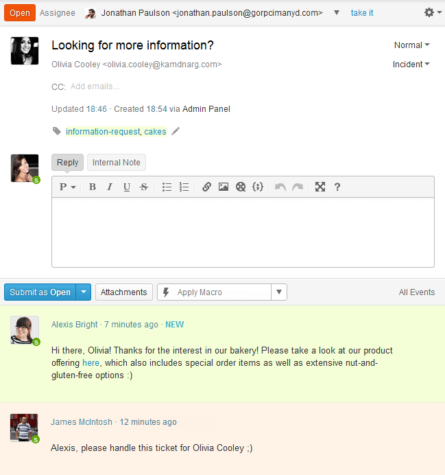 Real-time ticketing in Helprace